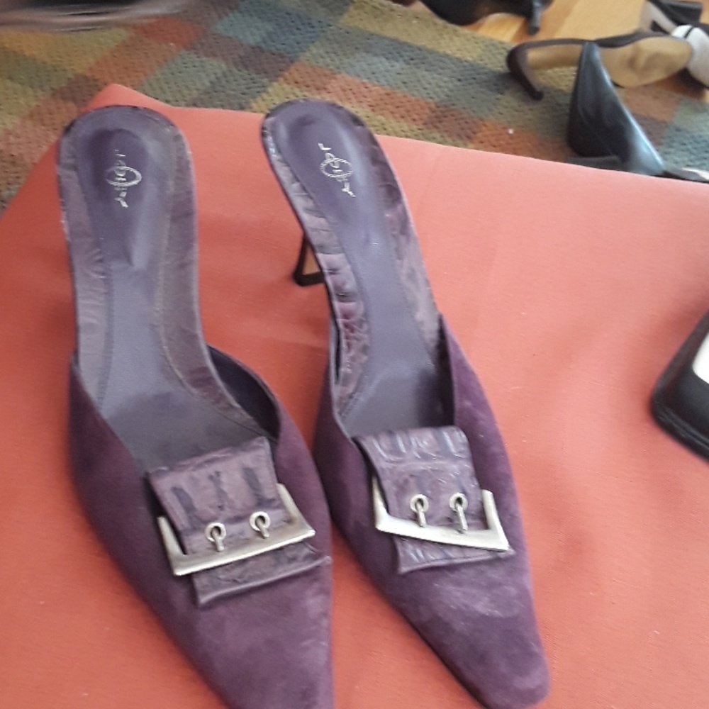Purple suede  mules